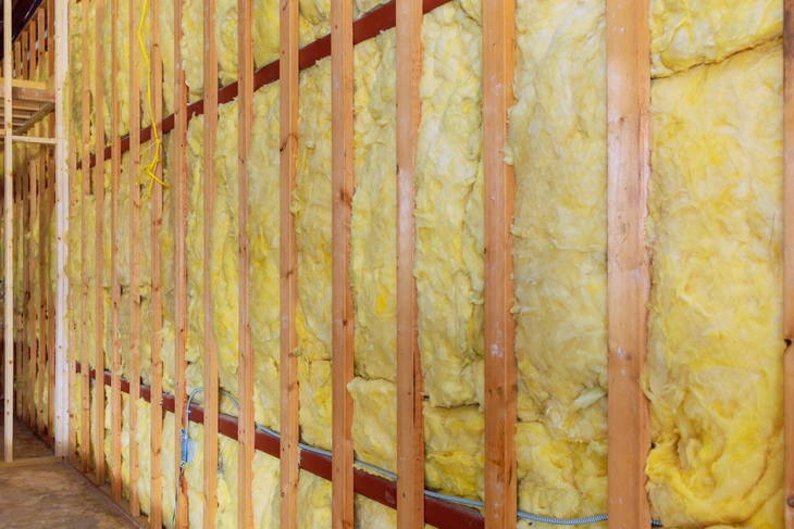 Chantier de construction résidentielle en cours d'isolation thermique